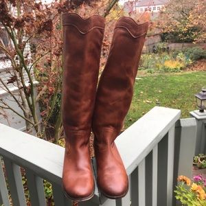 Frye Cara Tall Cognac Boots